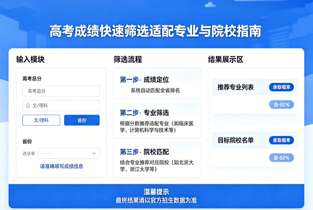 高考志愿专业分类筛选界面